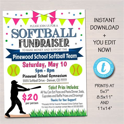 Softball Fundraiser Flyer Template